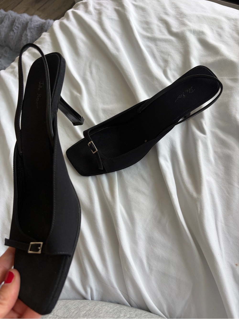 The Row Black Slingback Kitten Heel Sandals - Picture 3 of 8